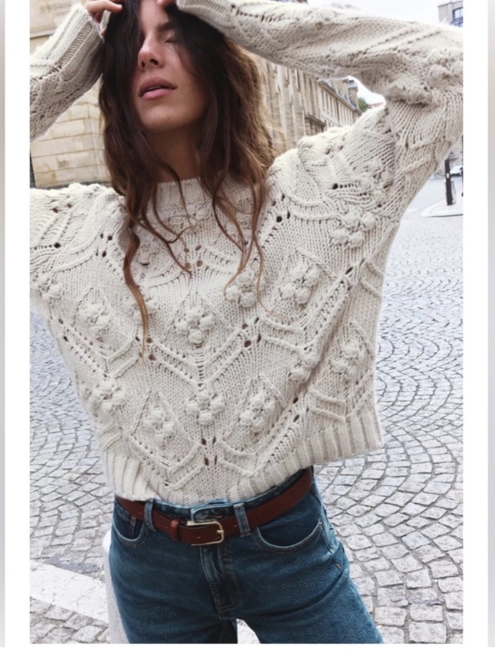 Zara open-knit crewneck sweater